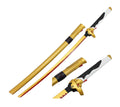 27" Blade Gold Fantasy Samurai Sword Katana w/Wooden Scabbar