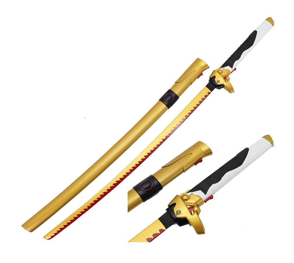 27" Blade Gold Fantasy Samurai Sword Katana w/Wooden Scabbar