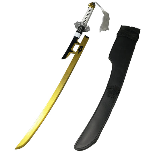 27 3/4" Blade Gold Fantasy Katana w/ Faux Leather Sheath