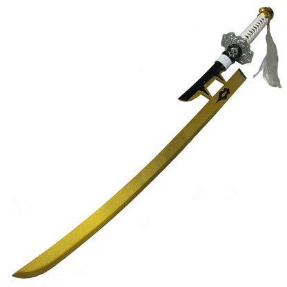 27 3/4" Blade Gold Fantasy Katana w/ Faux Leather Sheath