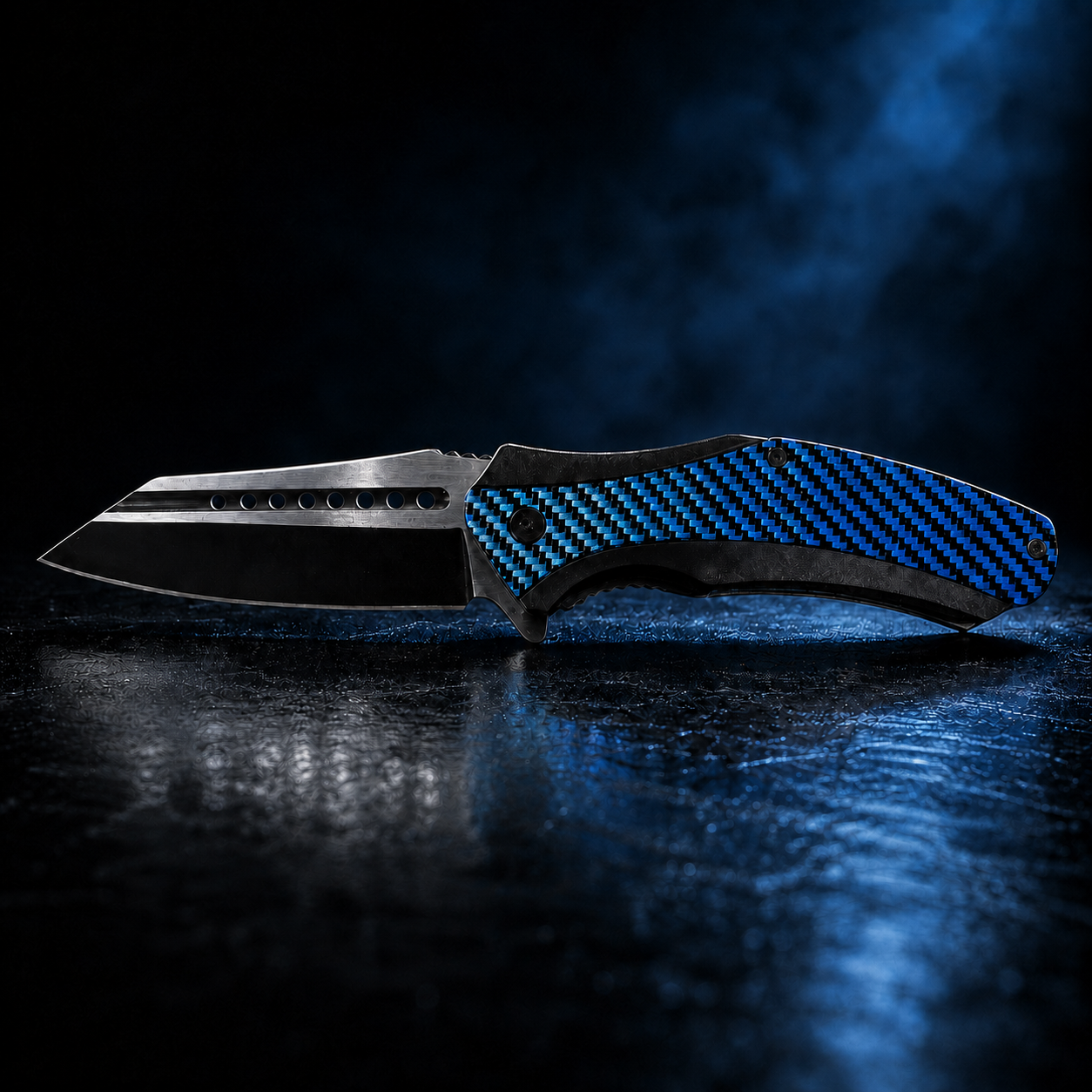 Blue Carbon Fiber Pocket Knife