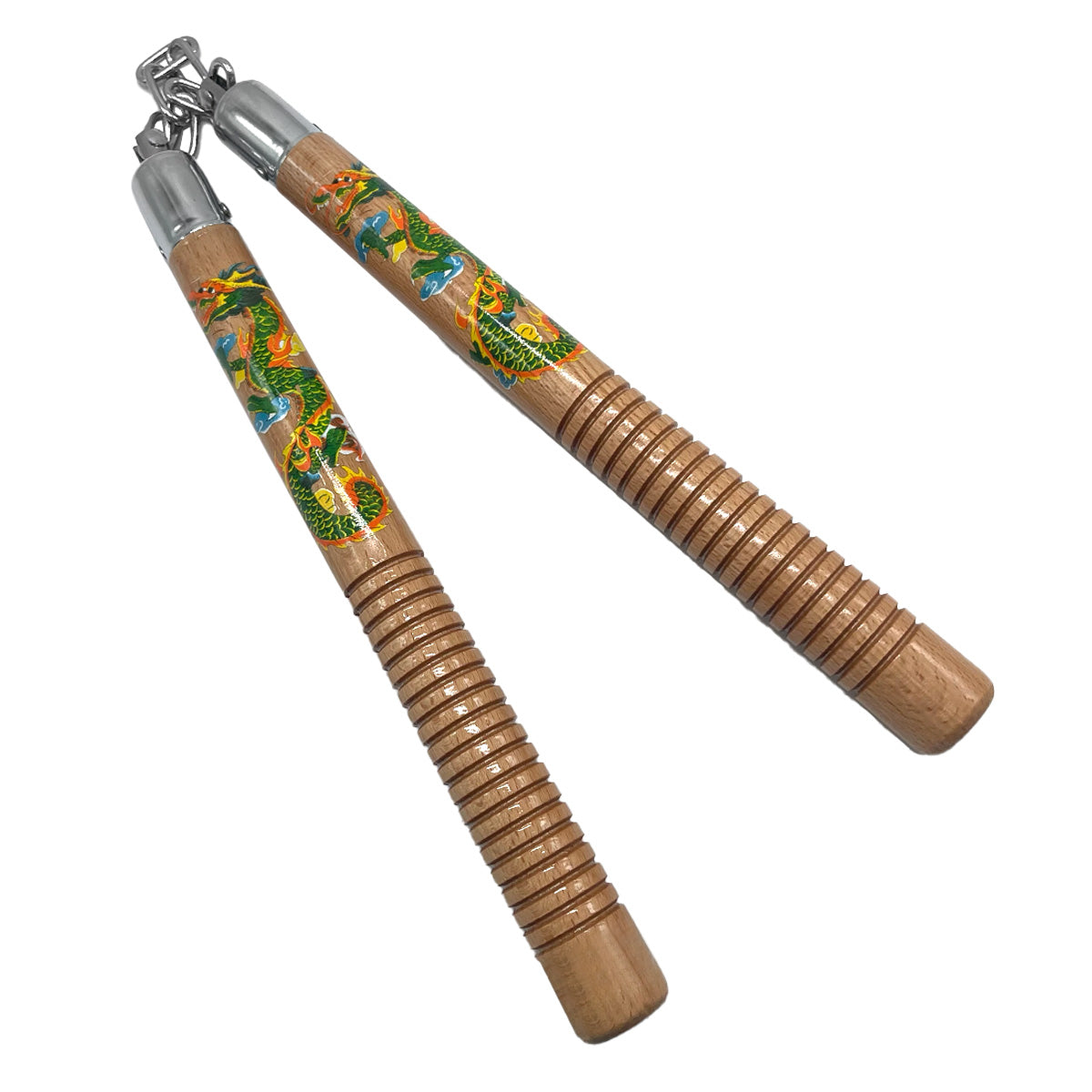 12"  Dragon Wood Nunchucks w/ Metal Chain