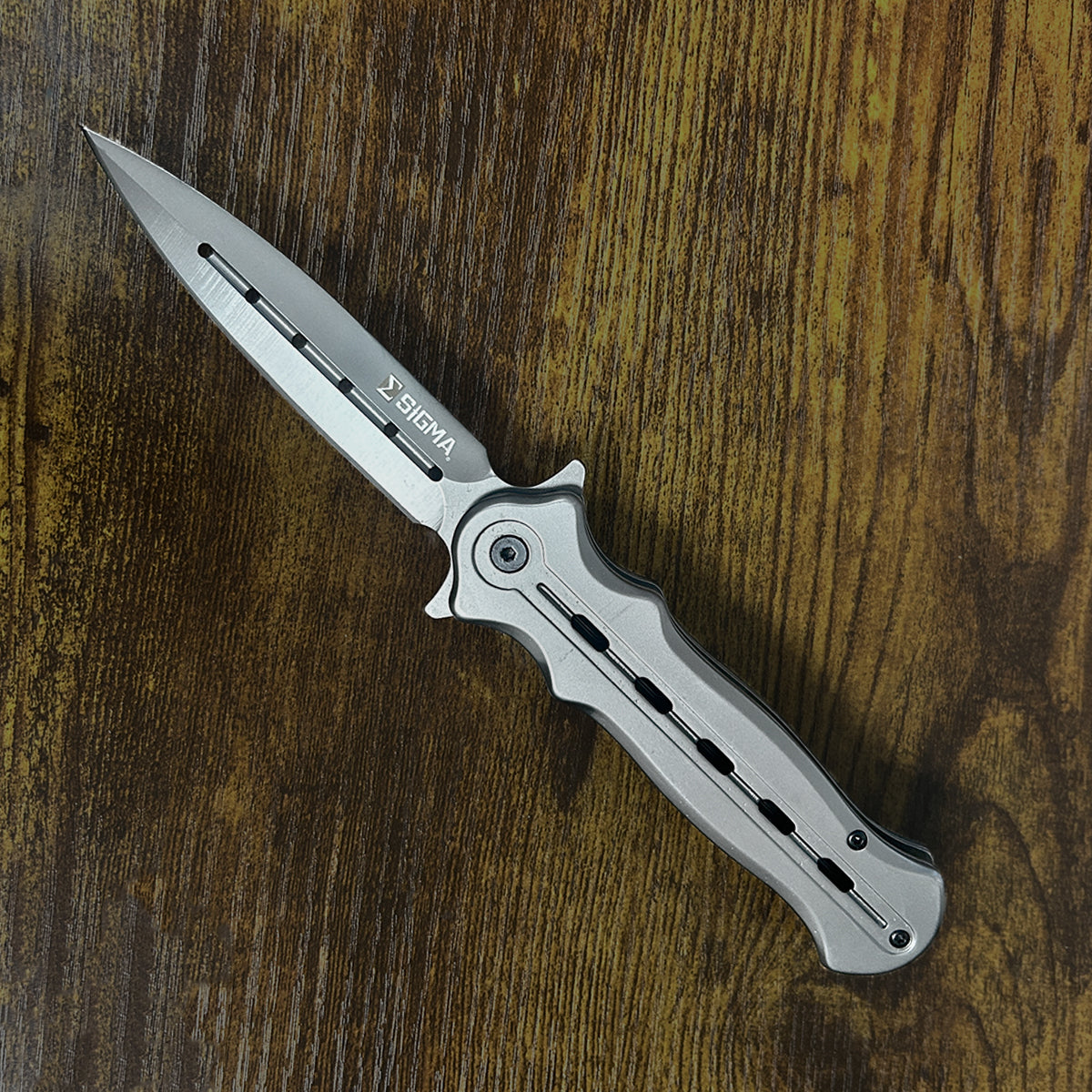 Sigma Ball Bearing Folding Knife -3 3/4" Blade / 4 3/4" Handle / Ball Bearing System / Gray