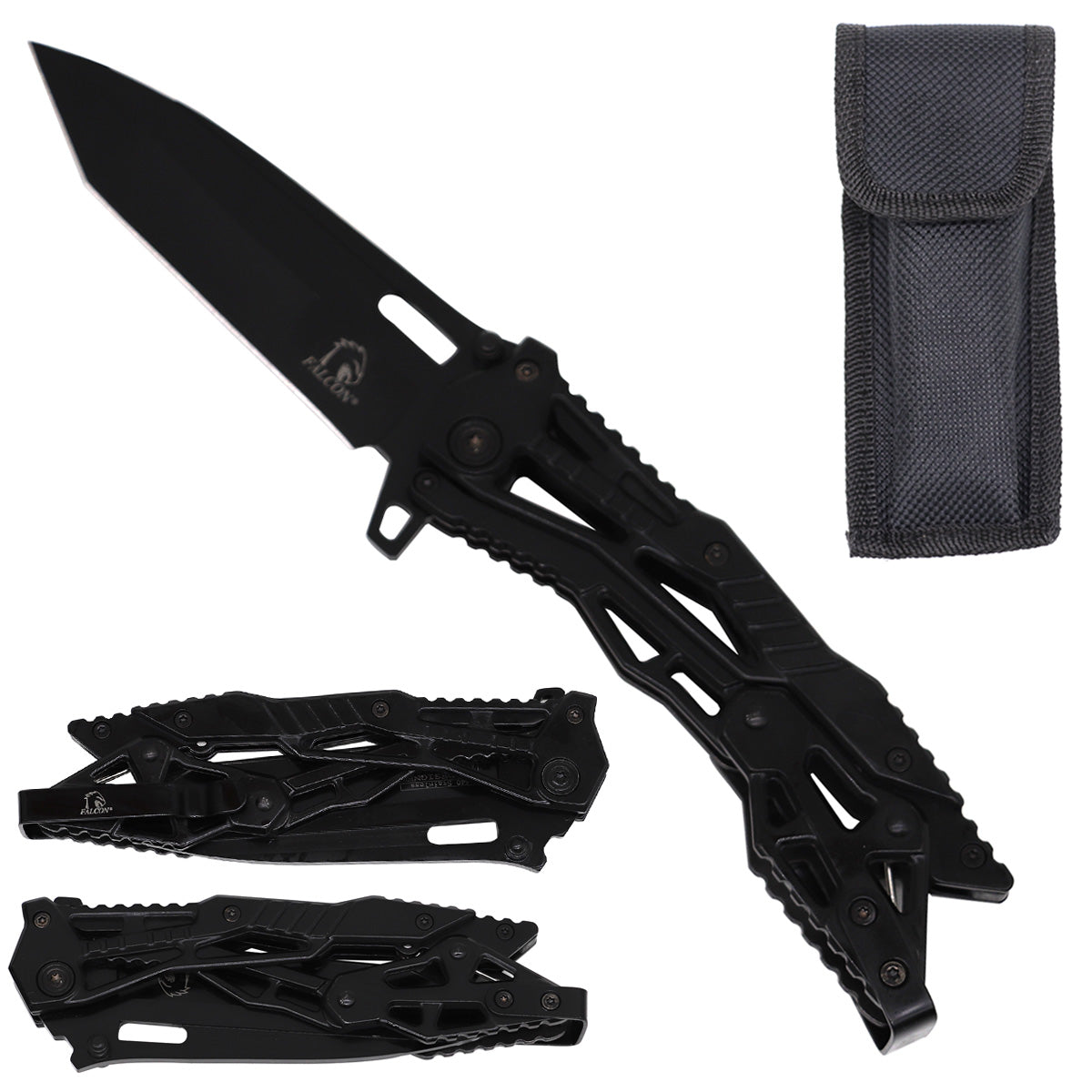 Falcon Black Spring Assisted Pocket Knife