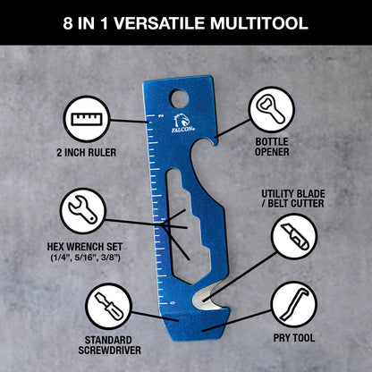 Falcon Blue Multi-Tool - 2.7" 8-in-1 Multi-Tool Keychain