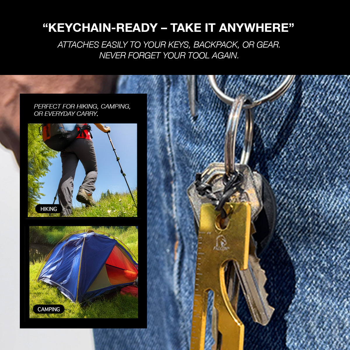 Falcon Gold Multi-Tool - 2.7" 8-in-1 Multi-Tool Keychain