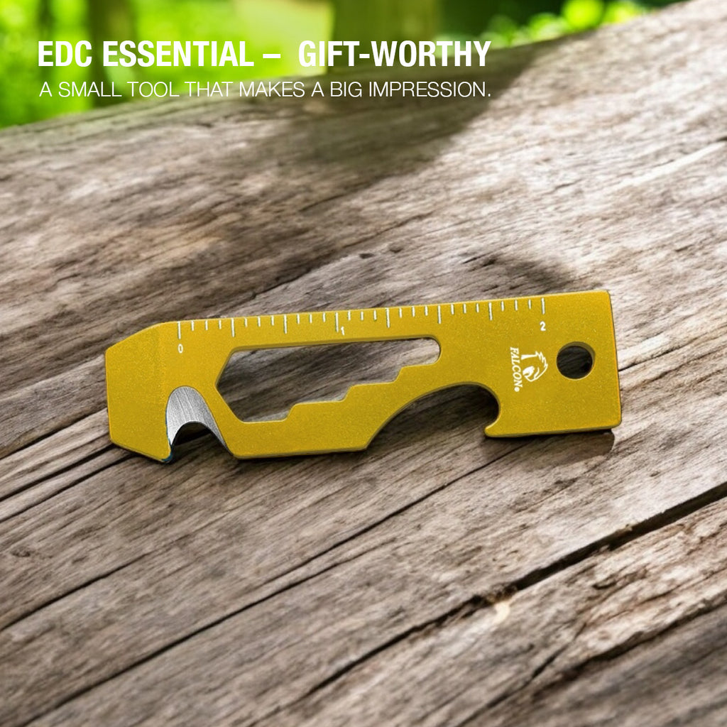 Falcon Gold Multi-Tool - 2.7" 8-in-1 Multi-Tool Keychain