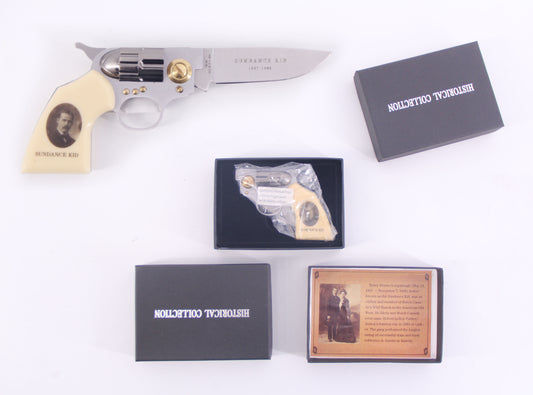 8" Sundance Kid Photo on Handle Gun Style Folding Knife