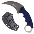 7-inch karambit hunting knife with blue Micarta handle and sheath, SKU KC126GBL