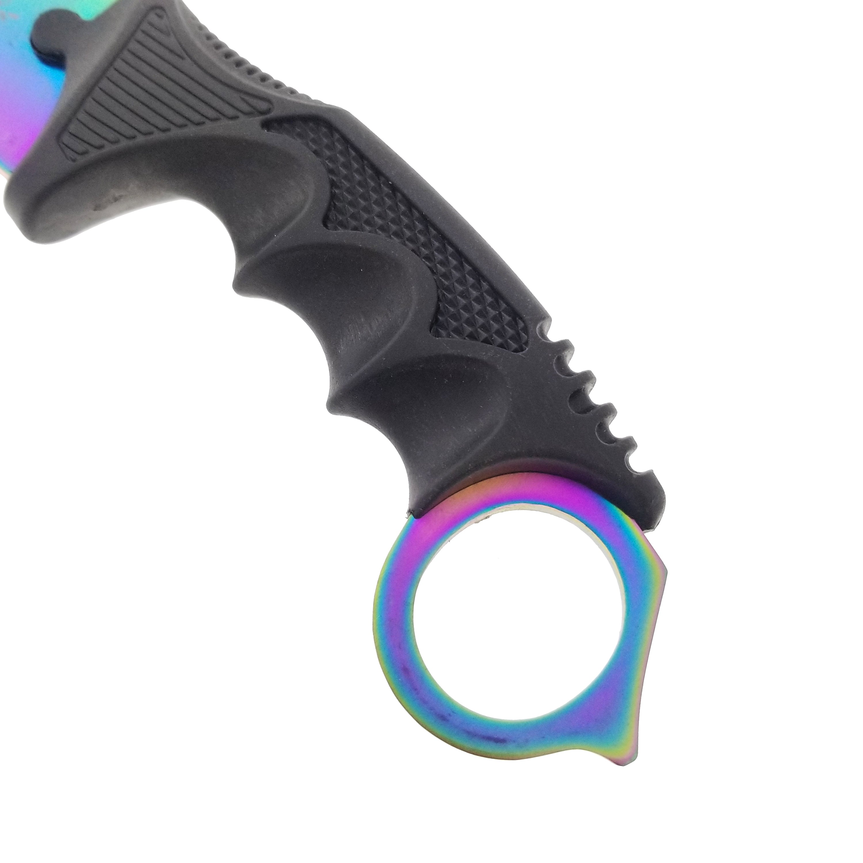 3" Rainbow Blade / Black Handle / Tactical Knife