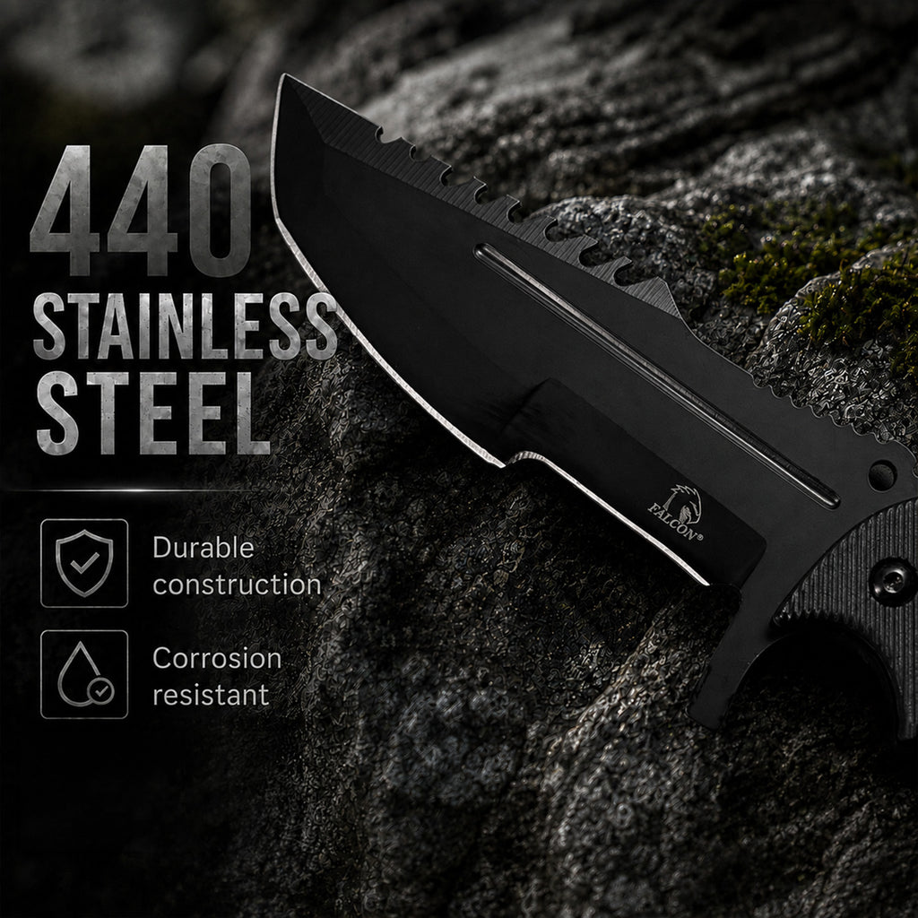 Black 7 1/2" & 8 1/2" Tactical Knife, 7 1/2" Karambit - 3 PCS Set