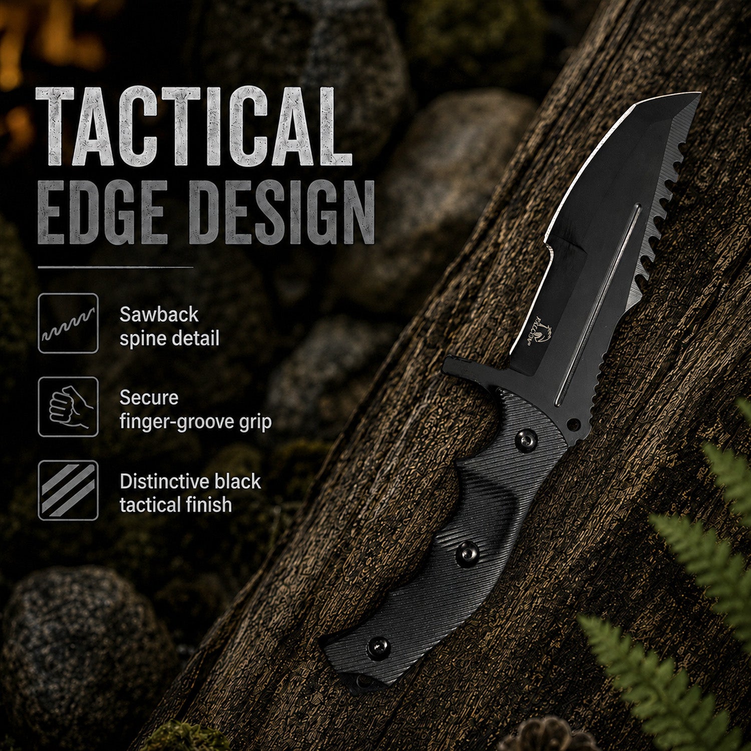 Black 7 1/2" & 8 1/2" Tactical Knife, 7 1/2" Karambit - 3 PCS Set