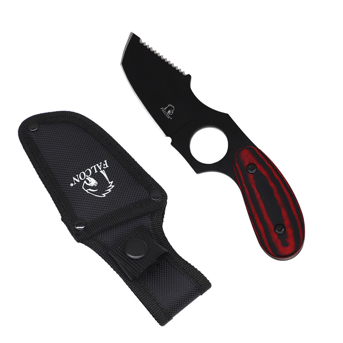 Falcon Micarta Fixed-Blade Hunting Knife with Black Blade