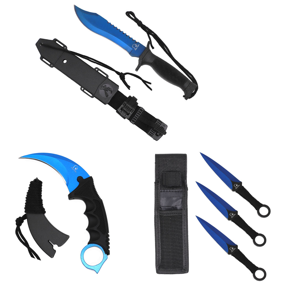 Falcon Hunting Knives 3 Piece Set Blue