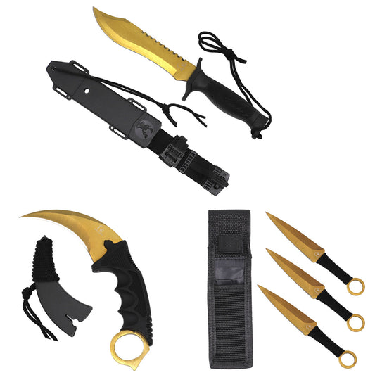 Falcon Hunting Knives 3 Piece Set Gold