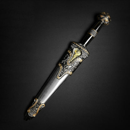 14 1/4" Roman Dagger Blue Crystal