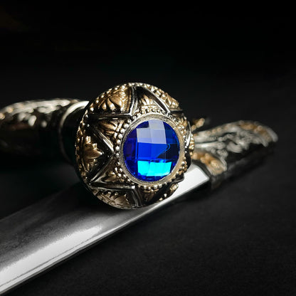 14 1/4" Roman Dagger Blue Crystal