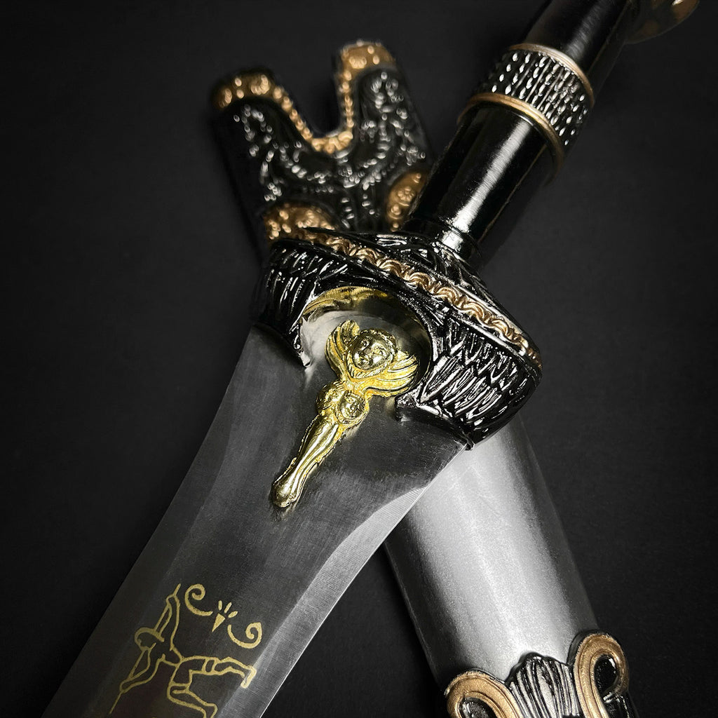14 1/4" Roman Dagger Blue Crystal