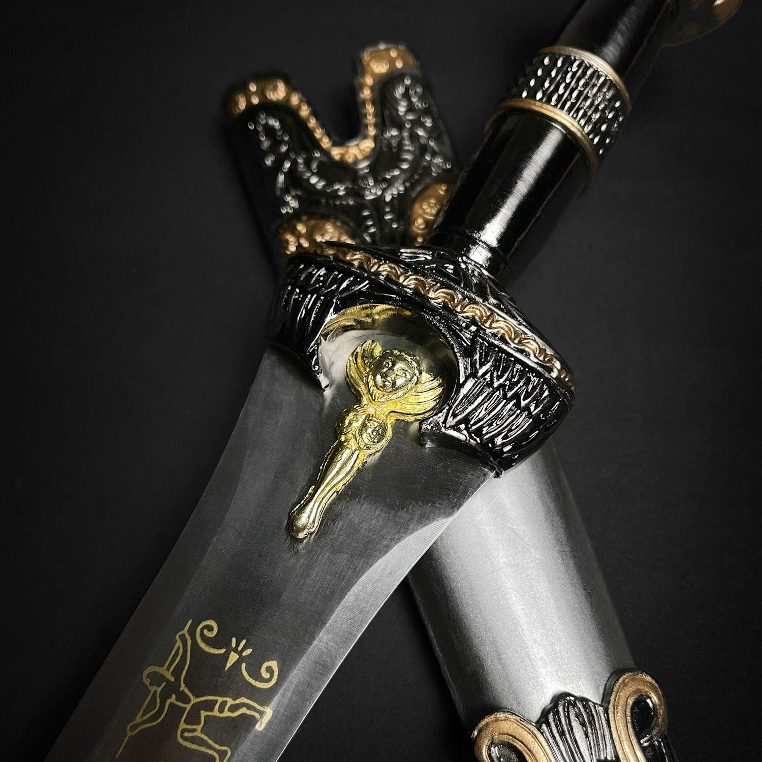 14 1/4" Roman Dagger Blue Crystal