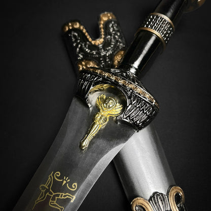 14 1/4" Roman Dagger Blue Crystal