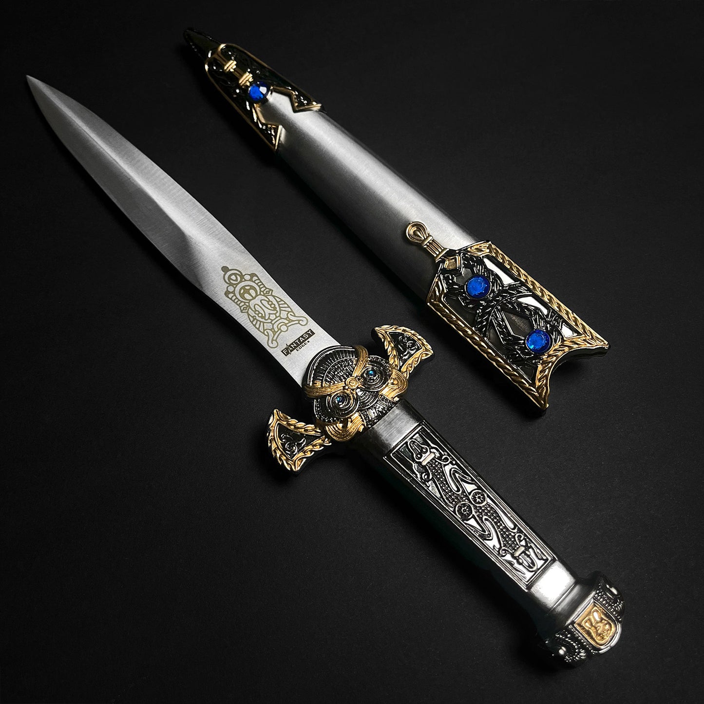 14" Roman Dagger Blue and Gold Details