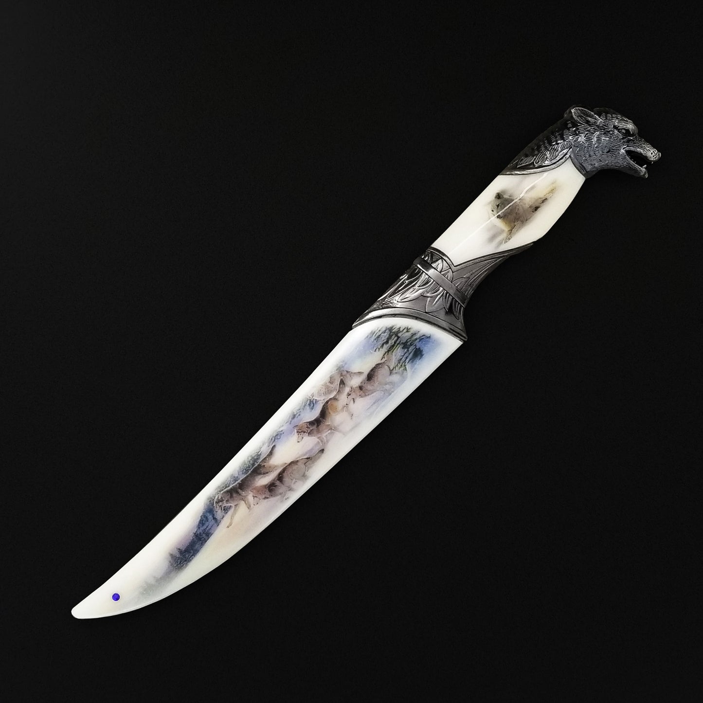 13 1/2" Fantasy Wolf Dagger with White Scabbard