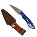 Rocky Mountain 67-Layer Damascus Hunting Knife, Blue Micarta | KCM636BL