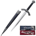 fantasy dagger with ornate handle and sheath, displayed with 'Fantasy Edge' packaging.
