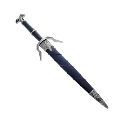 15.75" Black Medieval Sword w/Black Plastic Scabbard