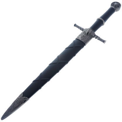 16"  Black Wolf Head Medieval Dagger w/Plastic Scabbard
