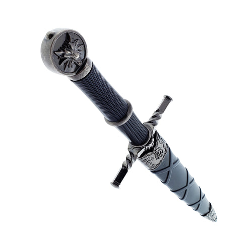 16"  Black Wolf Head Medieval Dagger w/Plastic Scabbard