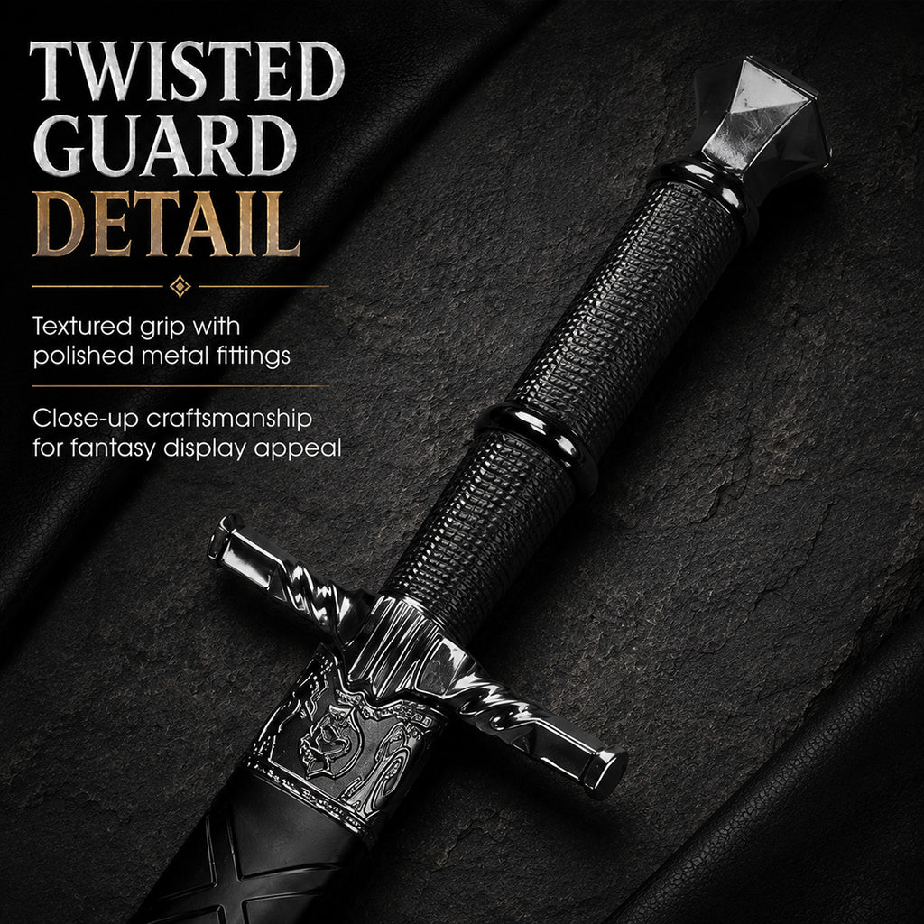 15 3/4" Black medieval dagger w/Black Plastic Scabbard