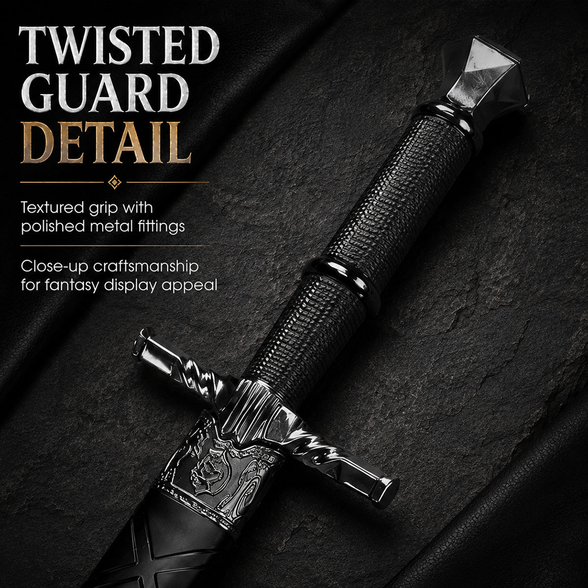 15 3/4" Black medieval dagger w/Black Plastic Scabbard