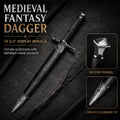 15 3/4" Black medieval dagger w/Black Plastic Scabbard