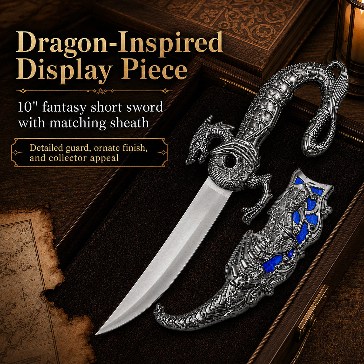 10" Fantasy Dragon Dagger with gift box (blue fitting)