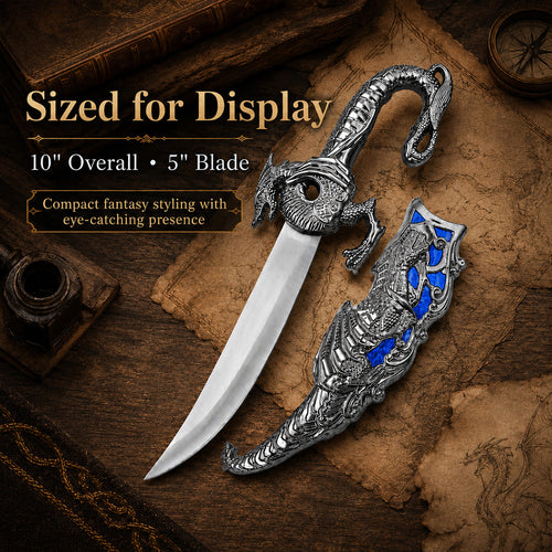 10" Fantasy Dragon Dagger with gift box (blue fitting)