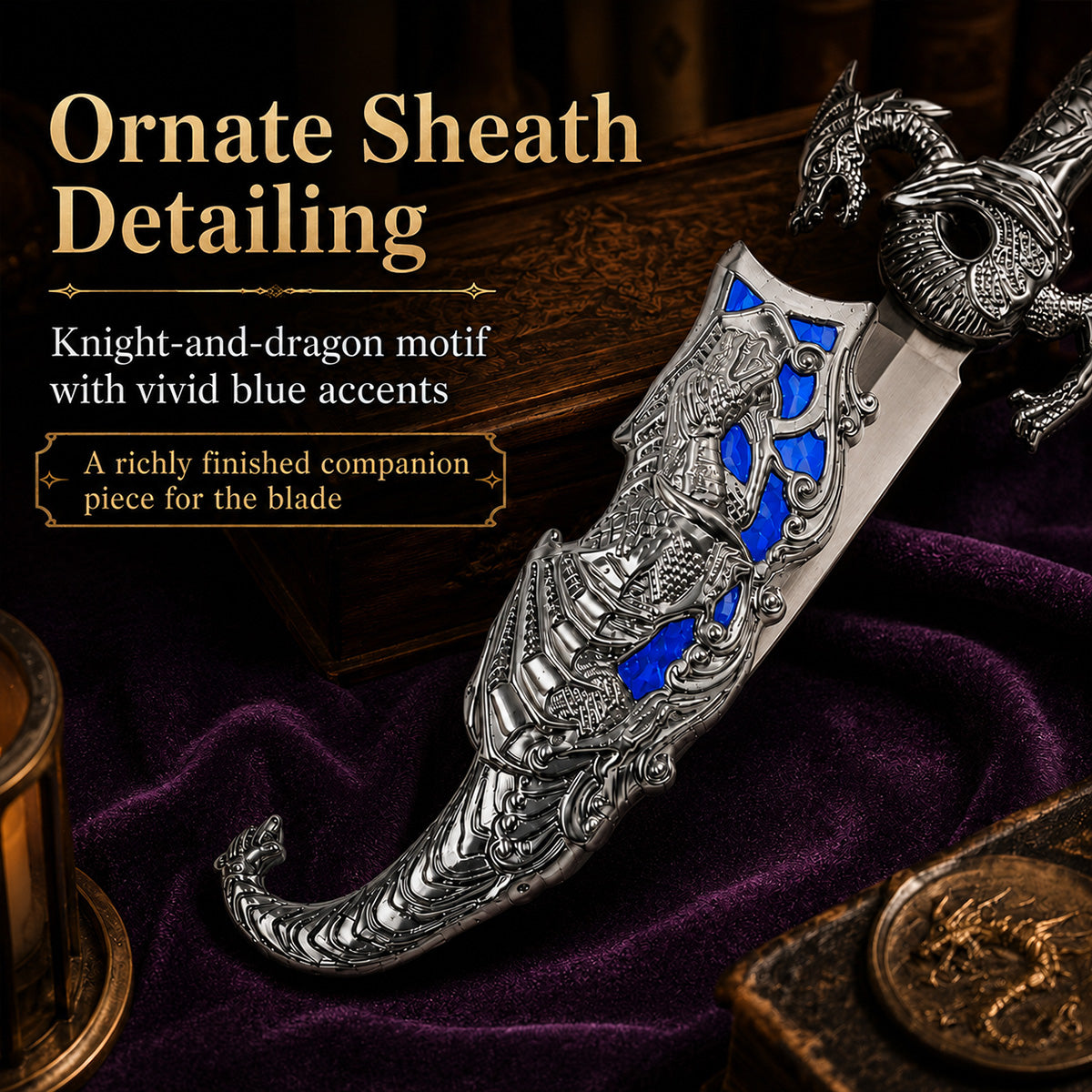 10" Fantasy Dragon Dagger with gift box (blue fitting)