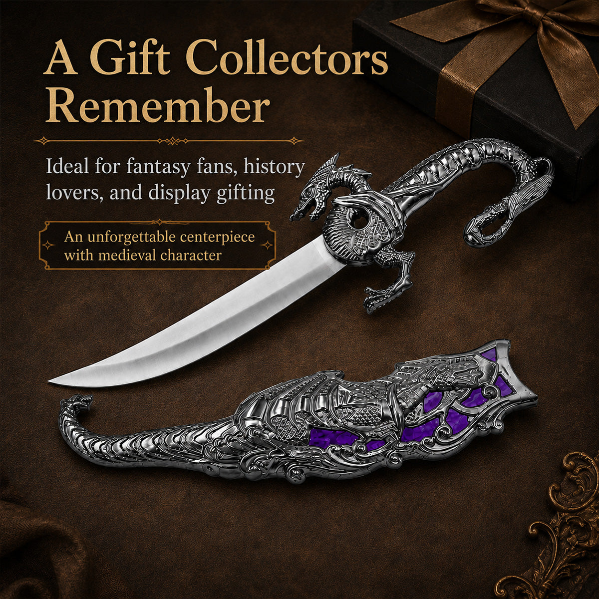 10" Fantasy Dragon Dagger with gift box