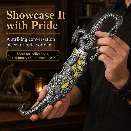 10" Fantasy Dragon Dagger Yellow Fitting