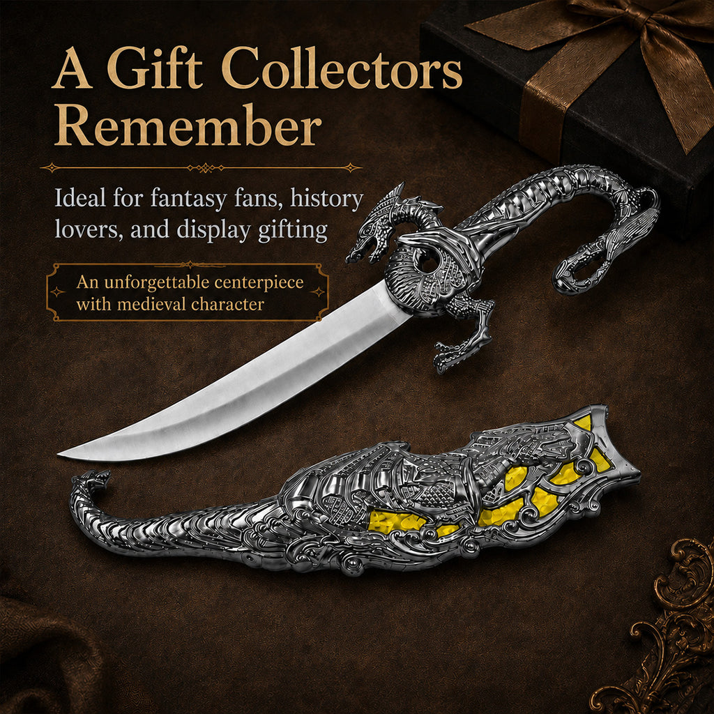 10" Fantasy Dragon Dagger Yellow Fitting