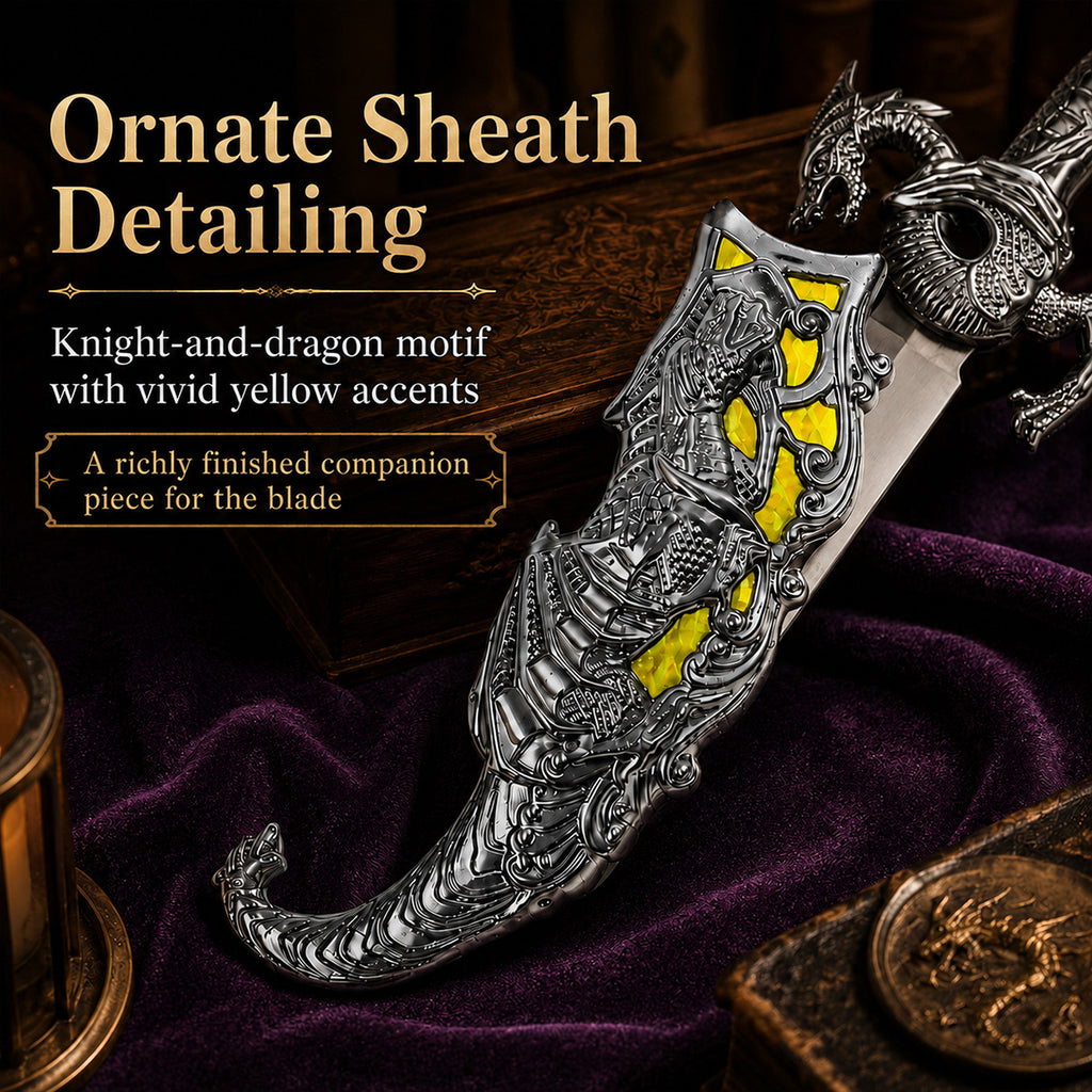 10" Fantasy Dragon Dagger Yellow Fitting