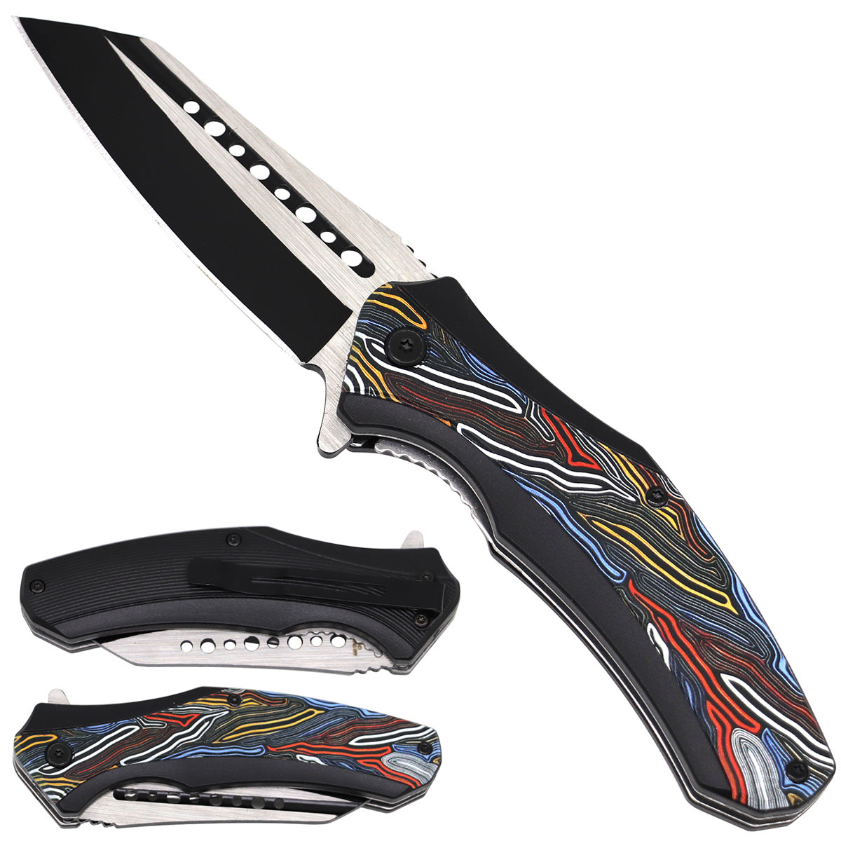 Spring Assisted Pocket Knife - Colorful Handle