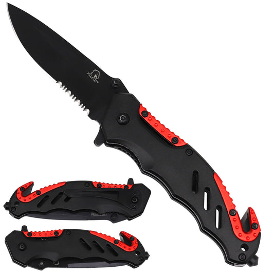 4.75" Black Blade/ Bicolor Red Aluminum Handle / Spring Assisted Knife