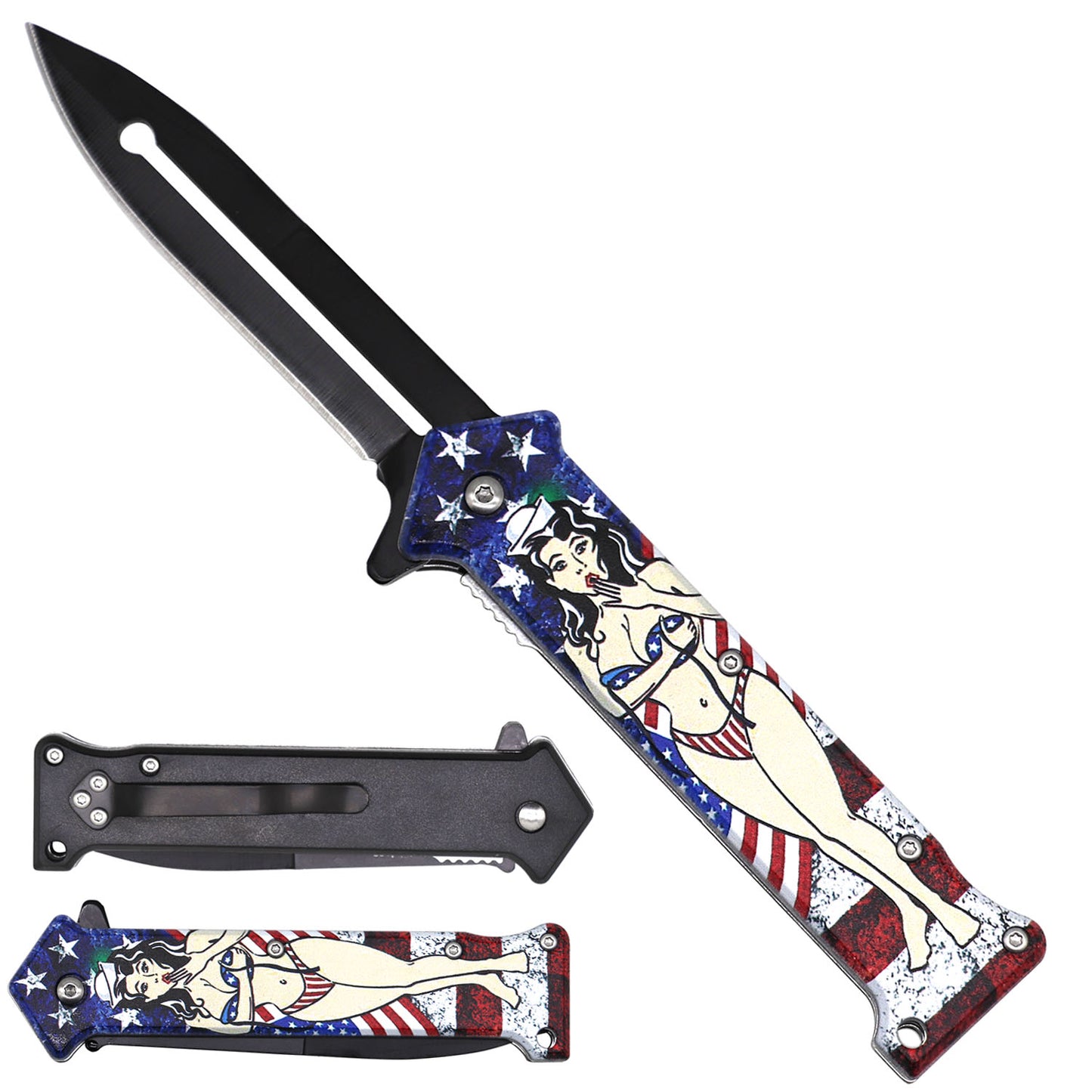 Classic American Woman Style Handle - Spring Assisted Knife