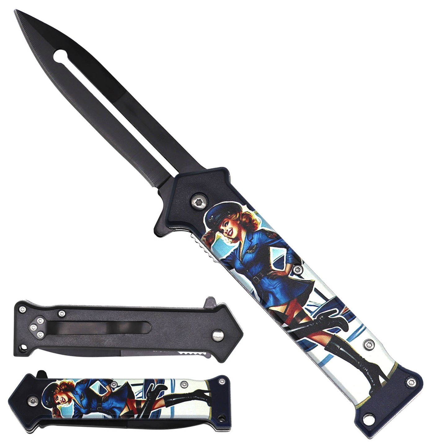 US Pilot Woman Handle - Spring Assisted Knife