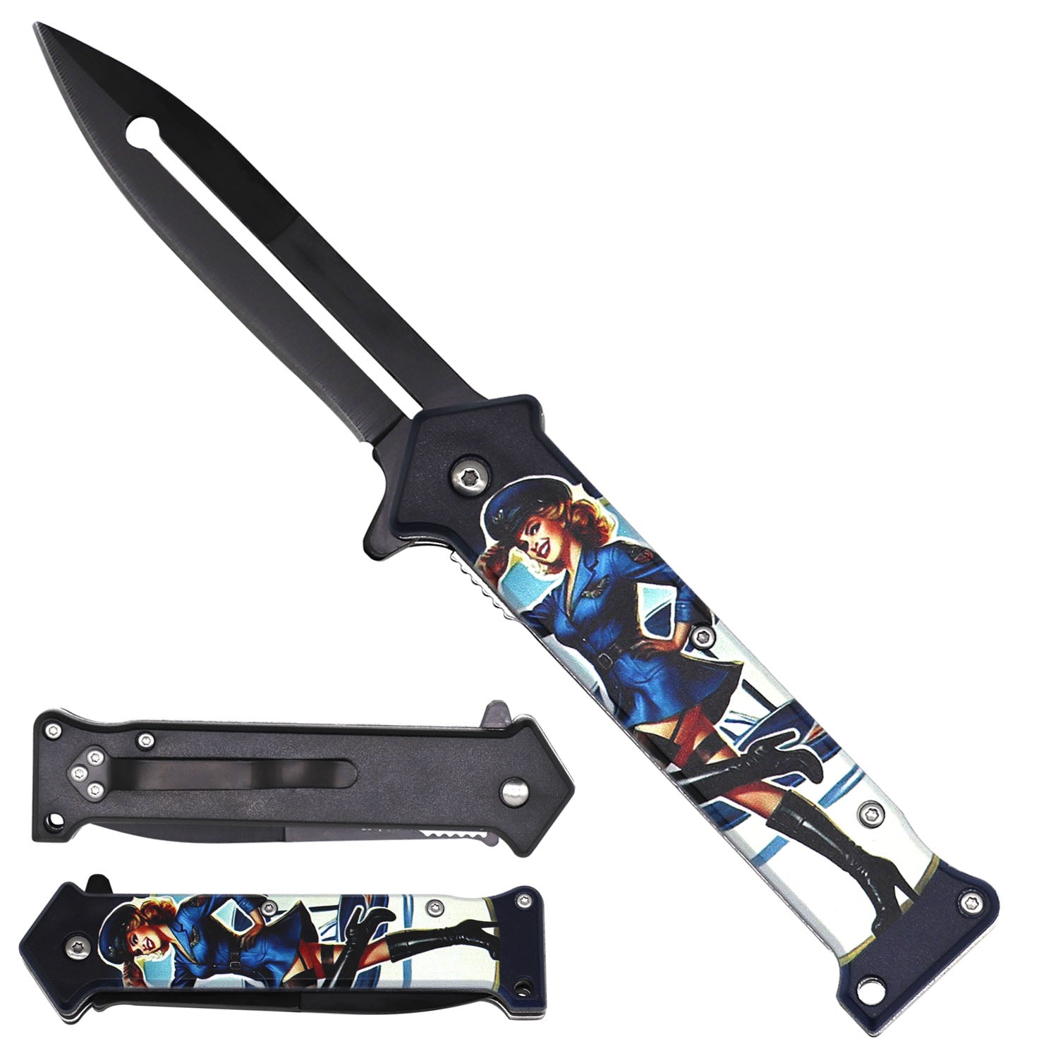 US Pilot Woman Handle - Spring Assisted Knife