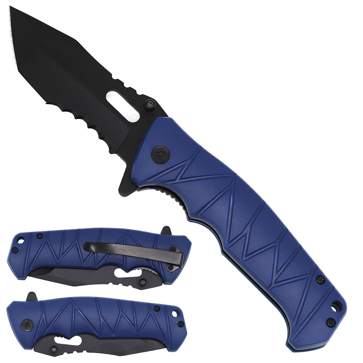 8" Navy Spring Assisted Pocket Knife - Plastic Handle