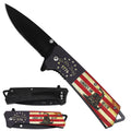 Spring Assisted Pocket Knife - USA Flag & Do Not Tread Design 2