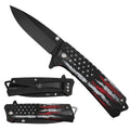 Spring Assisted Pocket Knife with USA Flag Handle Design