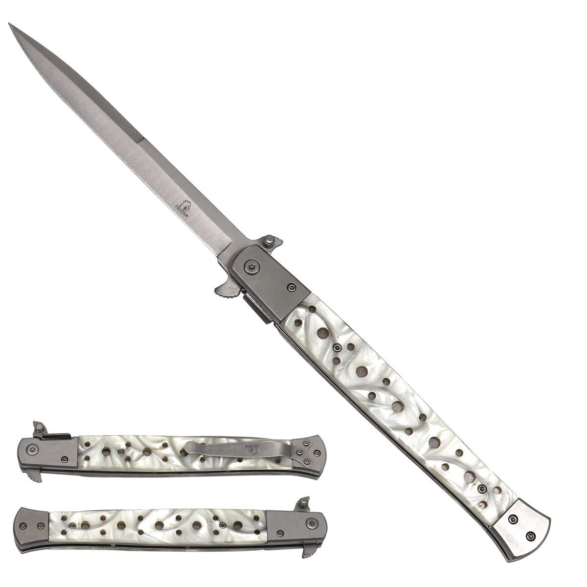 Falcon Spring Assisted Pocket Knife - Faux Marble Handle
